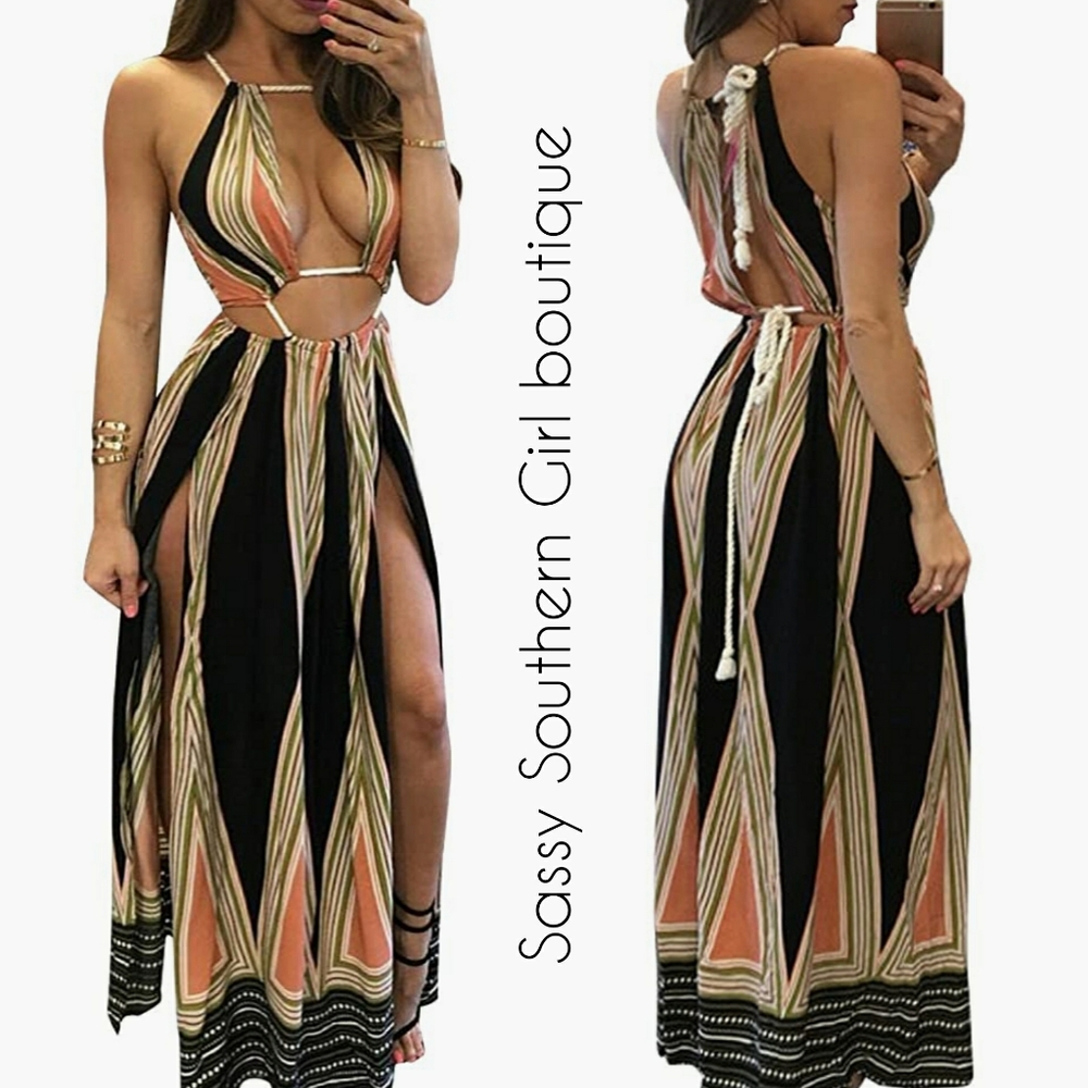 🆕⭐ Boho sexy halter rope maxi dress